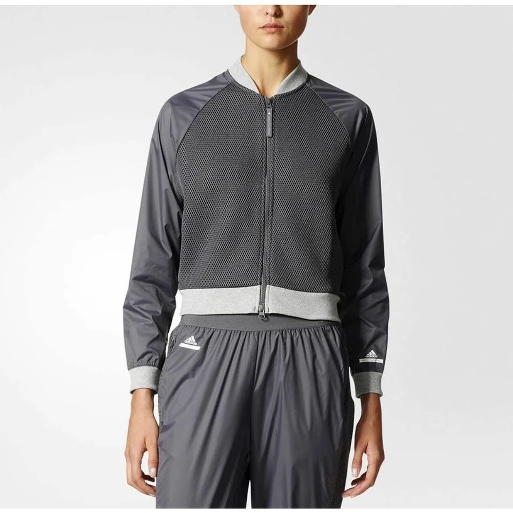 Adidas x Stella McCartney Barricade Slate Grey Mesh Bomber Jacket XS Sporty